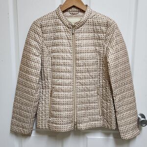 Gerry Weber Jacket Women M Polka Dot Full Zip Quilted Pockets Lightweight Summer